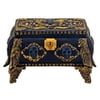 Gold and Black Skull Jewelry Holder Box Container with Mirror Inside