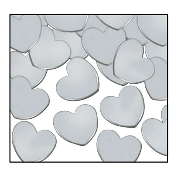 Club Pack of 12 Silver Fanci-Fetti Heart Celebration Confetti Bags 1 oz.