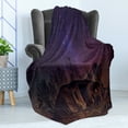 thumbnail image 4 of Rustic Soft Flannel Fleece Throw Blanket, Underground View of Rock Building with Stary Sky Cosmos Galaxy Universe Print, Cozy Plush for Indoor and Outdoor Use, 50" x 70", Brown Purple, by Ambesonne, 4 of 5