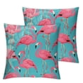 thumbnail image 2 of JRXY Throw Pillow Covers with Pink Flamingos Turquoise Palm Tree Flamingo Tropical Color Animal Hawaii Water Art Decorative for Couch Living Room Set of 2 White, 2 of 6