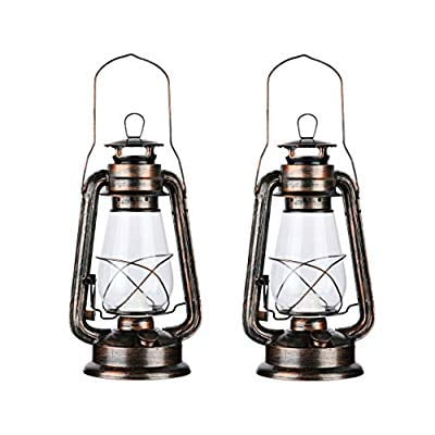 Vintage Rustic Accent Old Fashioned Electric Lantern Oil Lamp with Edison LED Bulb Bronze Rust Finish Dimmable Nightstand Desk Table Lamps for Antique Designer Light Study Room Bedroom Theatre Prop 