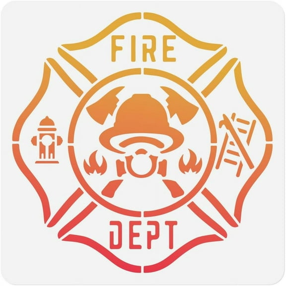 Maltese Cross Fire Department Stencil Template 11.8 x 11.8 Inch Reusable Plastic Fire Stencil for Painting on Wood Wall Fabric Glass Furniture