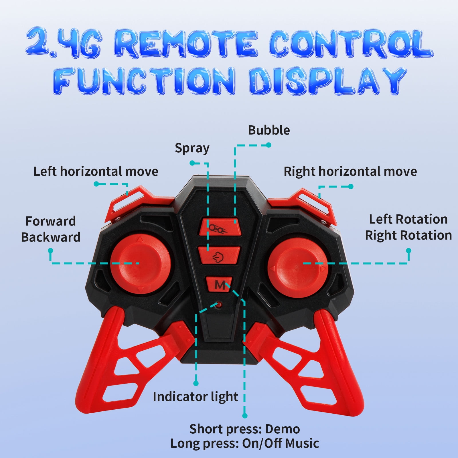 Dammyty Remote Control Cars, 2.4GHz RC Car Bubble Toys for Boys Girls, 360° Rotating Drift Truck with Spray, Christmas Birthday Gifts for Kids