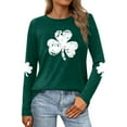 thumbnail image 2 of FASHOFT St Patricks Day Long Sleeve Shirts for Women Irish Shamrock Pullover Tops Clover Graphic Tees Sweatshirt Green XXXL, 2 of 4