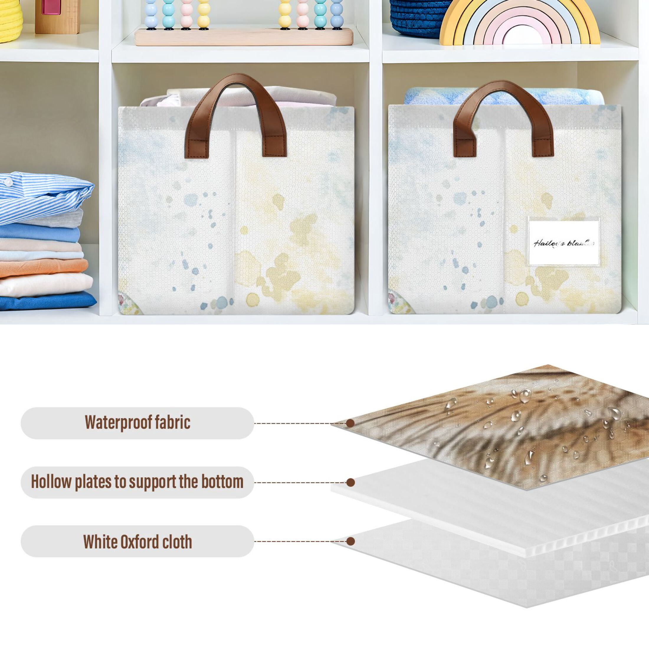 Bunny Easter Eggs Rabbit Foldable Storage Large Fabric Storage Baskets Organizer Storage Bins with Handles for Shelves