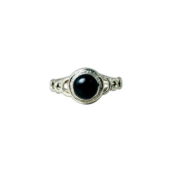 Heaven Crafts Natural Black Onyx Ring 925 Sterling Silver Handmade Promise Gift For Her