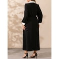 thumbnail image 3 of Women's Plus Size Contrast Collared Neck Long Sleeve Midi Dress with Polyester 100% Fabric For Everyday Casual Wear, 3 of 3