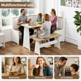 thumbnail image 2 of Koby Home Breakfast Nook Table Set, Corner Dining Table with L-Shape Bench Chairs, Farmhouse Kitchen Dining Nook White Wood, 2 of 6