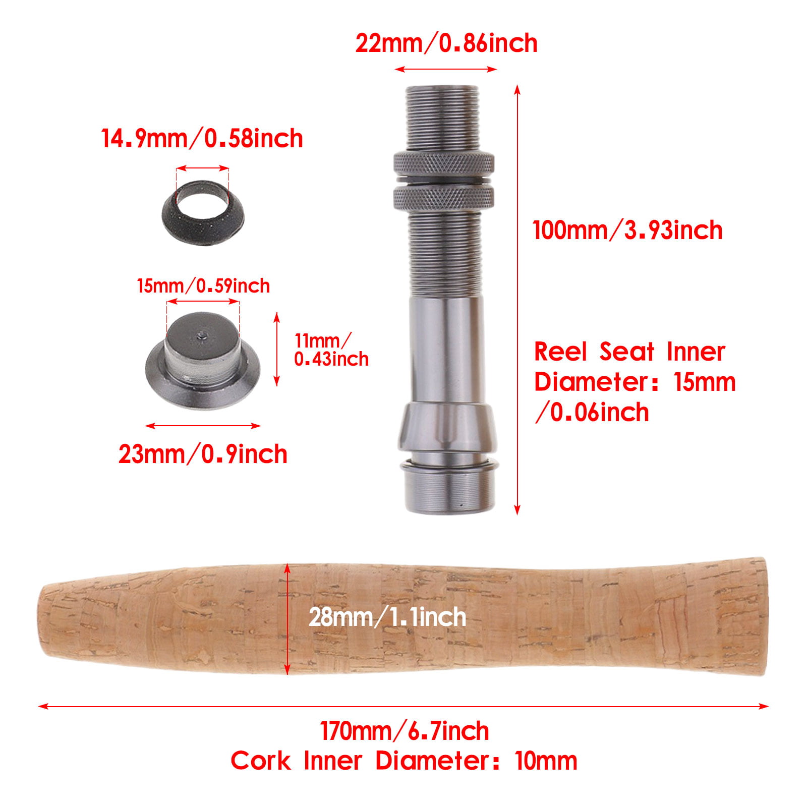 Cork Fly Fishing Rod Handle Grip with Reel Seat for Rod Building 