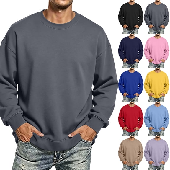 Mens Long Sleeve Sweatshirt Fleece Performance Crewneck Sweatshirts for Men