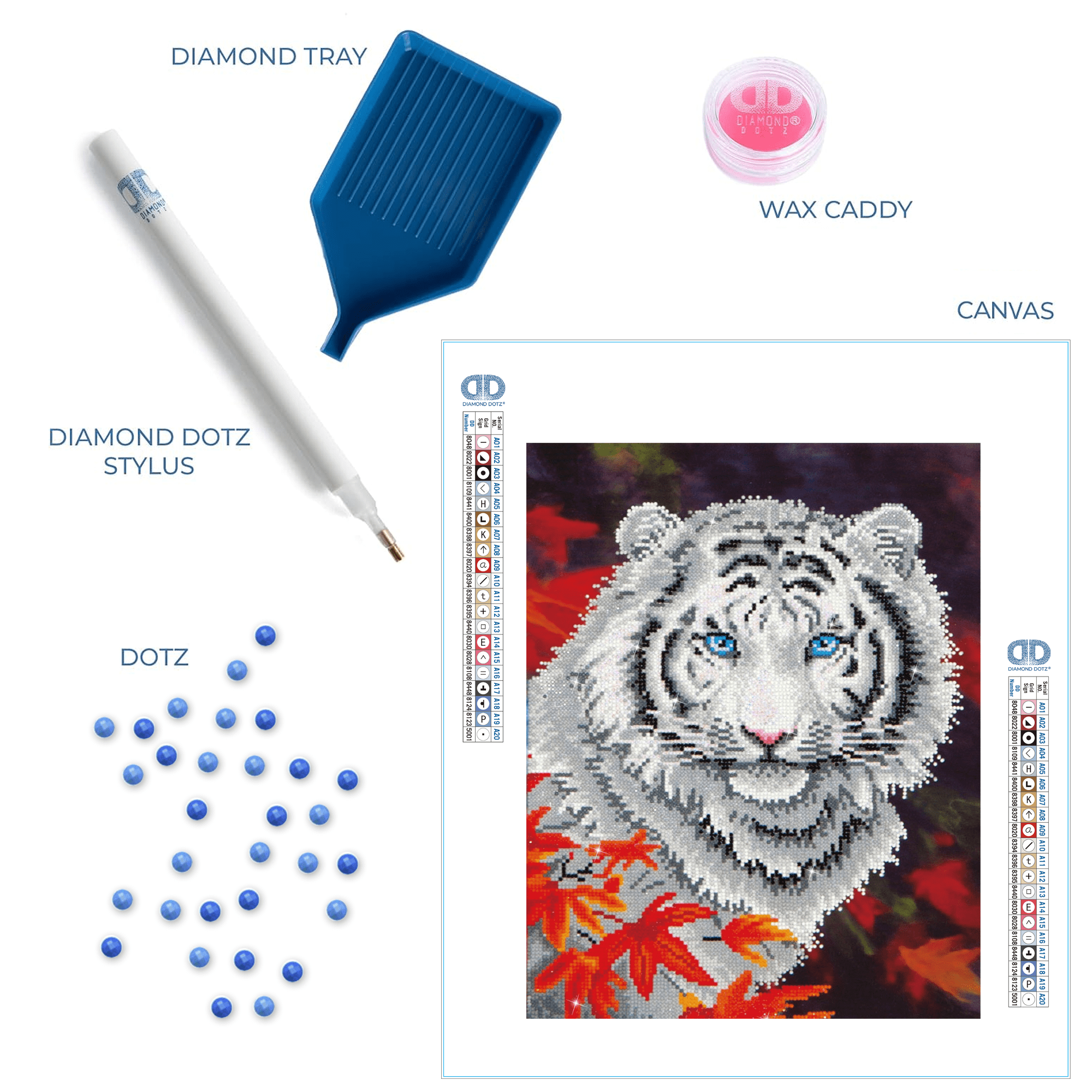 Diamond Dotz White Tiger in Autumn with Frame Animal Diamond Painting Kits for Adults - Diamond Art Kits a Relaxing Creative Craft Kit with Dotz Gems 14"x18"