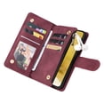 thumbnail image 4 of Allytech 2 in 1 Wallet Case for Samsung Galaxy S23 Plus, Luxury PU Leather Zipper Wallet Kickstand Cover with Card Slots & Lanyard & Photo Pocket, Magnetic Buttons Buckle Shockproof Case - Winered, 4 of 8