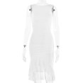 thumbnail image 1 of Generic 2025 Spring Summer New round Neck Sleeveless Dress Women's Fashion Hot Selling Sexy Tight Backless Pleated Midi Dress, 1 of 1
