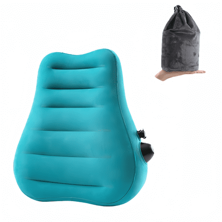 Inflatable Lumbar Pillow For Travel In Peacock Blue Portable Support Cushion