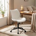 thumbnail image 1 of Armless Office Chair PU Leather Desk Chair with Wheels  Adjustable Swivel Mid Back Computer Chair  Rocking Vanity Seat for Bedroom  Sturdy Support  Easy to Clean  Grey, 1 of 3