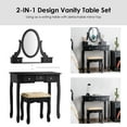 thumbnail image 6 of Topbuy Vanity Table Set w/ 360° Rotating Oval Mirror & Drawers Black, 6 of 10