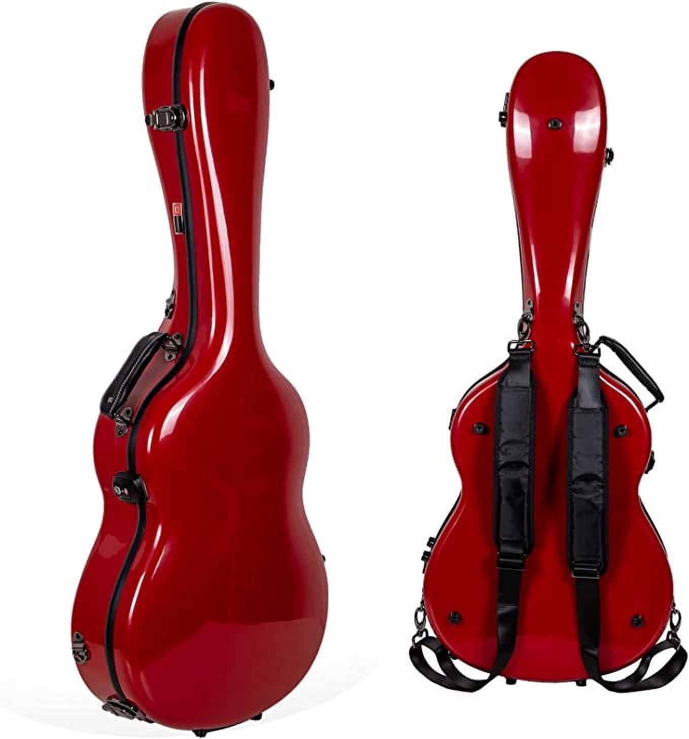 Crossrock Hard Shell Fiberglass Case for Les Paul Guitar with Backpack Straps in Red