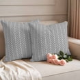 thumbnail image 6 of 2 Pack Outdoor Waterproof Throw Pillows, Abstract Gray White Herringbone Texture Decorative Square Pillow Case Patio Pillows for Chair Couch Sofa 18x18in, 6 of 9
