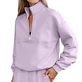 thumbnail image 2 of Fall Sweatshirts for Women 2025 Long Sleeve Half Zipper Stand Collar Plain Oversized Sweatshirt Pullover Tops, 2 of 6