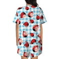 thumbnail image 6 of Fuzoiu Flowers and Lady Bugs Print Women's Short-Sleeved Pajama Set,Lounge Sleepwear Set,Womens Pajama Sets 2 Piece,Button-Up Top and Shorts with Pockets-3X-Large, 6 of 7