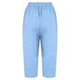 thumbnail image 7 of Lenpel Cotton Linen Pants for Women Lounge Pleated Drawstring Straight Leg Trousers with Pockets Lightweight Beach Vacation Clothes, 7 of 7