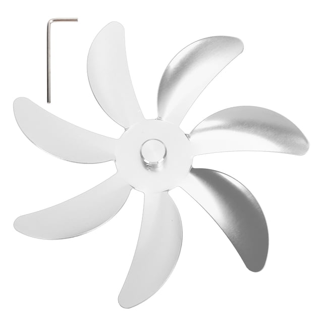 Ventilador de estufa con aspas de aleación de aluminio, 7 aspas, fácil instalación, universal, repuesto para ventilador de chimenea, color plateado