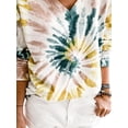 thumbnail image 2 of Cilcicy Women Plus Size V-neck Tie Dye Printed Long Sleeve Loose Top T-shirt, 2 of 4