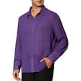 thumbnail image 5 of INSPIRE CHIC Men's Shirts Sheer Button Down Long Sleeve Party Shirt XL Purple, 5 of 5