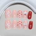 thumbnail image 2 of Sweet Pink False Nails Bow Nail Stickers Removable Wearable False Nails French Manicure 24pcs, 2 of 8