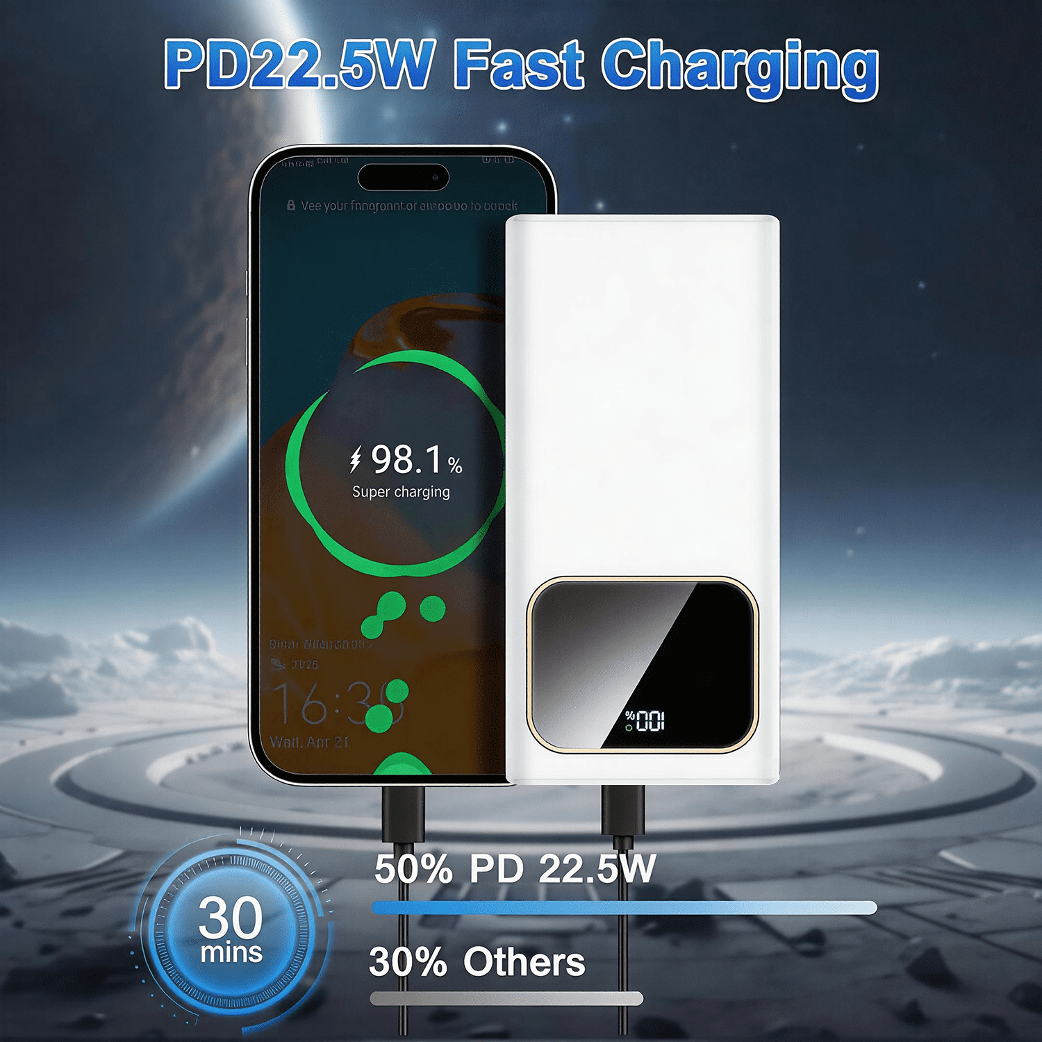 Portable Charger, 20000mAh Power Bank, 22.5W Fast Charging Battery Pack with USB C/USB A Output, Digital Display Portable Phone Charger for iPhone 17/16/15/14/13 Pro Samsung Google LG iPad AirPods