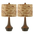 thumbnail image 3 of JONATHAN Y Theodore 21" Rustic Farmhouse Handwoven Water Hyacinth/Resin LED Table Lamp, Brown Wood Finish (Set of 2), JYL4051A-SET2, 3 of 8