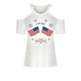 thumbnail image 4 of USSUMA Womens Summer Tops and Blouses Trendy V Neck Independence Day Letter Print T-Shirts for Women Dressy Casual Short Sleeve 4th July Cold Shoulder Shirt Tunics Plus Beach, 4 of 5