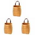 thumbnail image 2 of Fabric Storage Organizer Hanging Wicker Basket Hand Woven Wood Storage Basket Portable Wall Hanging Flower Basket Organizer Vegetable Rattan Box Home Decoration Height Bedding Storage,Closet Organize, 2 of 5