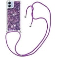 thumbnail image 4 of Long Crossbody Lanyard Clear Case for Samsung Galaxy A04E with Adjustable Neck Strap, Glitter Sparkly Bling Quicksand Phone Cover Cases for Samsung Galaxy A03 / A04E / M04 /F04 QKG Purple, 4 of 14