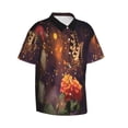 thumbnail image 2 of Bixox Men's Hawaiian Shirts Men's Butterfly Sitting on a Flower Print Short-Sleeve Shirt-Large, 2 of 8