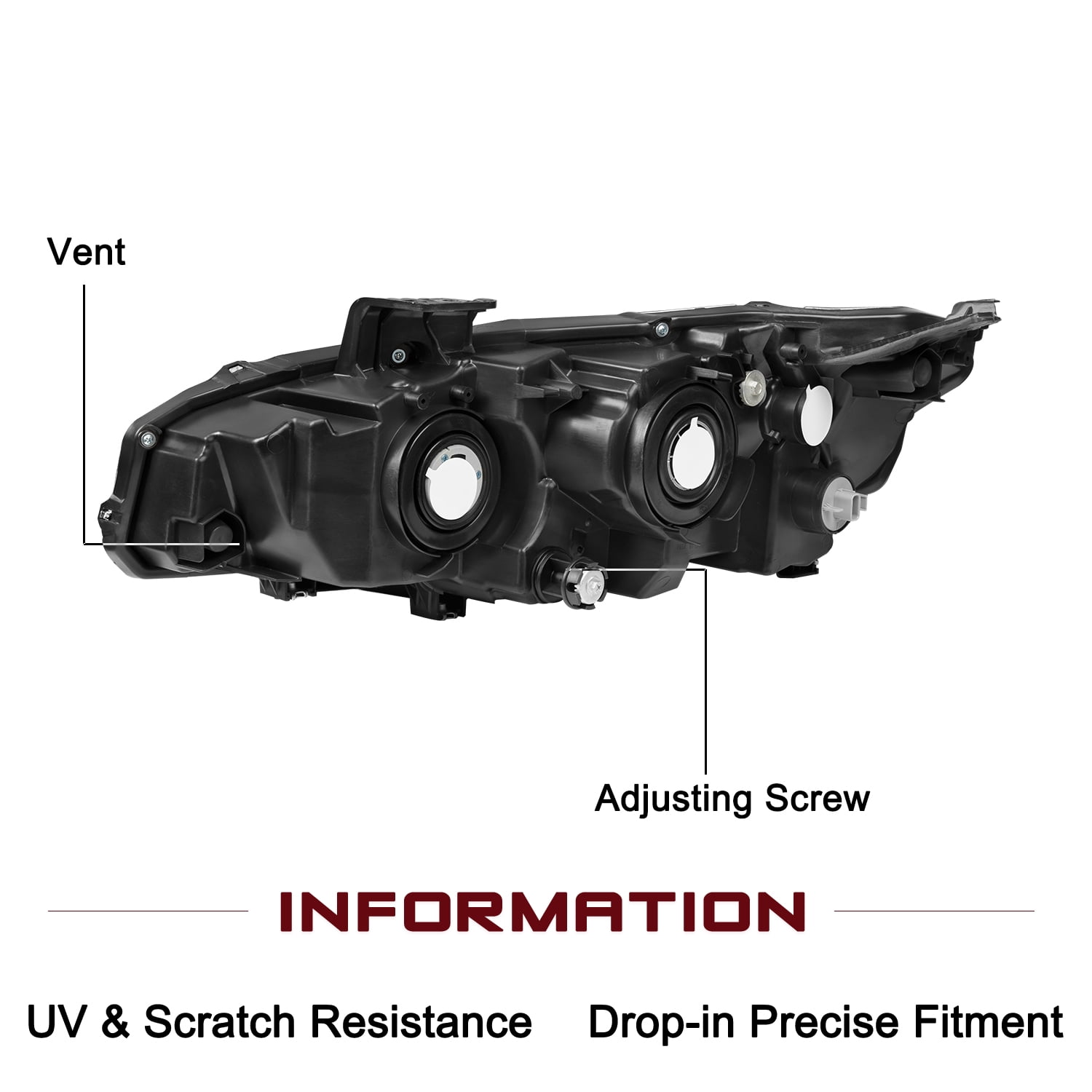 For 2016-2021 Honda Civic Projector W/LED DRL Chrome Headlights Assembly Pair