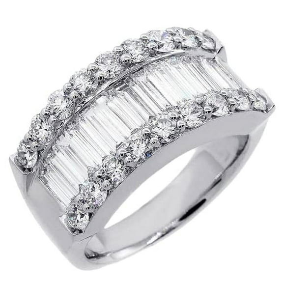 HeartsAndYou 3ct Baguette Cut Moissanite Cluster Cocktail Engagement Ring for Women 18k White Gold over Silver