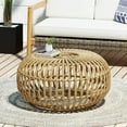 thumbnail image 3 of LiviNest Indoor Outdoor Coffee Table: 1-Table 2-Zones Use - Handwoven Boho Accent Table for Small Living Room & Patio - 30" Round Faux Rattan Light Brown, 3 of 6