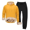 thumbnail image 3 of Blekii Men's 2 Piece Tracksuit Sets Fleece Fuzzy Hooded Sherpa Sweatshirt & Joggers, Winter Warm Two-Piece Outfit, Cuffed Ankle Sweatpants Set, Thick Cozy Loungewear for Cold Days,, 3 of 10