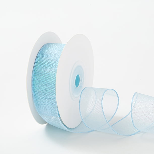 Nvzi Cinta para ramo de flores, cintas azules, 2 rollos de cinta de poliéster (4 cm x 10 yardas cada uno), cintas florales brillantes para arreglos y envoltura de regalos.