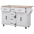 thumbnail image 5 of DEALTOPS Rolling Kitchen Island Storage Cart with Power Outlet, Drop Leaf, 5 Drawers & 2 Cabinets, White, 5 of 11