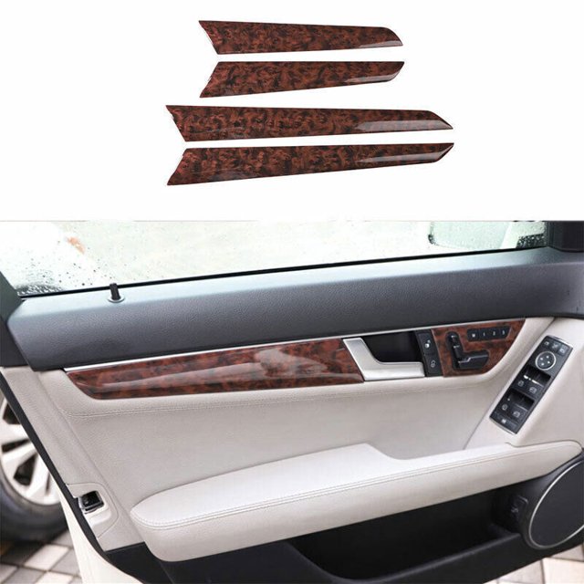 for Mercedes-Benz C-Class 2008 - 2015 ABS Wood Grain Inner Door Panel Cover Trim -