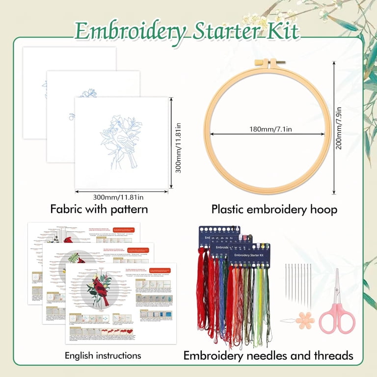 VETPW Embroidery Kit for Beginners, Red Birds Stamped Set photo 2