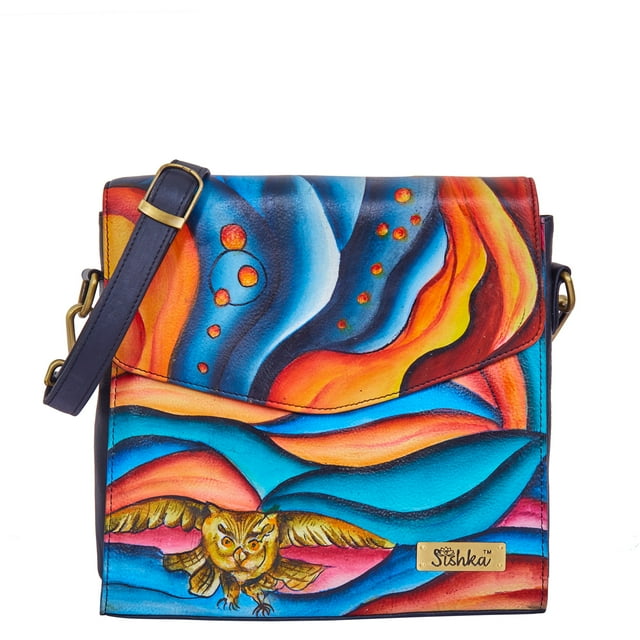 Sishka Sacs pour Femmes en Cuir Peints à la Main – Sac Bandoulière, Sling et Épaule Multicolores Vifs, Usage Quotidien Artistique