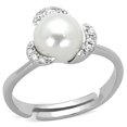 thumbnail image 1 of Alamode 3W722-9 Women Rhodium Brass Ring with Synthetic in White - Size 9, 1 of 1