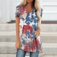 thumbnail image 1 of Clearance! Women's Blouse MIARHB Independence Day Print V-Neck Gray M, 1 of 5