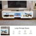 thumbnail image 3 of ARICOEASY Modern Wall Mounted TV Stand with LED Lights, Floating Entertainment Center for up to 85 Inch TV, High Gloss White Media Console with Storage & 2 Drawers, 3 of 8