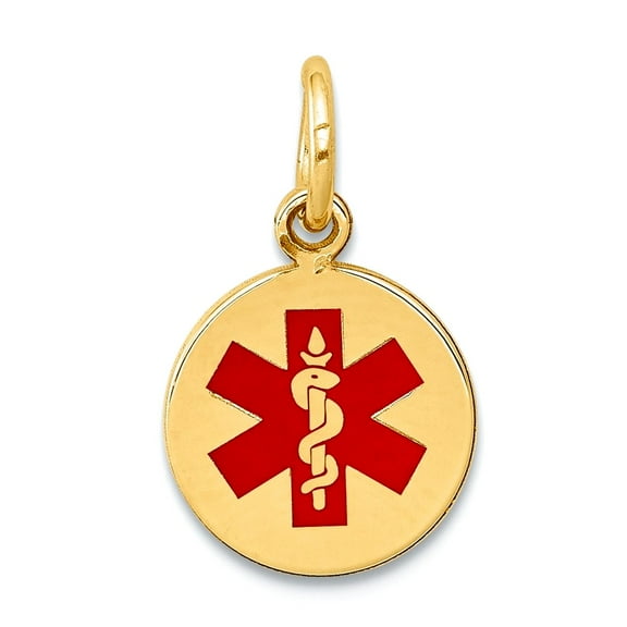 14k Yellow Gold Solid Polished Medical Jewelry Pendant Necklace 15x9.7mm Wide Pendant for Women