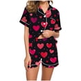 thumbnail image 6 of Fewfanhot Women's Pajama Sets Heart Printed Pjs Short Sleeve Sleepwear 2 Piece Button Down Pjs Loungewear, 6 of 9