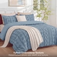 thumbnail image 5 of U by Bedsure Queen Tufted Boho Comforter Set, 3 Pieces Farmhouse Shabby Chic Embroidery Bedding Set, Soft Jacquard Grey Blue Comforter for All Seasons, 5 of 10